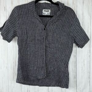 Flax Linen Black and White Striped Top